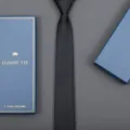 Classic black business necktie paired with an elegant blue gift box, perfect for formal events. - 6cm Black Fine Stripe Zipper (With Long Gift Box)