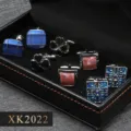 Coffret Cadeau 4 Paires Boutons de Manchette Homme Luxe Business Chemise Boîte - Ensemble de Boutons de Manchette Français (XK2022)