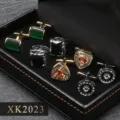 Coffret Cadeau de Boutons de Manchette Français pour Homme 4 Paires Chemise de Costume - Ensemble Boîte Cadeau Boutons de Manchette Français (XK2023) / Multicolore