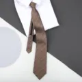 Brown patterned zipper necktie detail showcasing fine textured fabric and neat design. - 8cm Champagne Dots Zipper