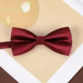 Classic burgundy bow tie for men and women formal wedding suit and business shirt wear. - New Wine Red Glossy Bowtie
