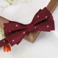 Nœud papillon bourgogne avec motif floral rose, tissu élégant pour mariage homme. - Nœud Papillon Étoile Rouge Vin