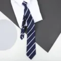 Men's navy blue striped zipper tie professional business suit formal wear wedding groom necktie. - 8cm Blue Stripe Zipper