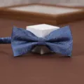 Men's blue jacquard bow tie retro business formal suit shirt classic pattern elegant accessory - Snow Printed Blue Bow Tie