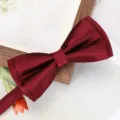 Burgundy solid color men's satin bow tie, classic wedding suit and formal wear accessory. - Trendy Wine Red Bowtie