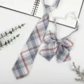 Japanese JK DK style plaid tie and bow set, pre-tied school uniform collar accessory. - JK008 Qiuye Kong