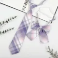 Purple plaid JK necktie and bow tie set, Japanese school style accessory for daily wear. - JK027 Orchid Purple