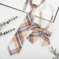 Japanese style college plaid tie and bow tie set, pre-tied accessory for shirt daily wear. - JK043 Yamabuki Plaid