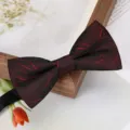 Nœud papillon bordeaux classique à motifs pour hommes, idéal pour mariages et costumes formels. - Nœud Papillon Flocon de Neige Rouge Vin