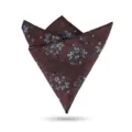 Pañuelo de bolsillo para hombre burdeos con estampado floral azul boda elegante. - Flor Hundida Marrón Oscuro Pañuelo