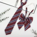Japanese JK school style wine red navy blue striped necktie and bow tie set for uniform accessories - Burgundy Dark Blue Stripe
