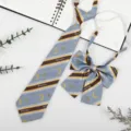 Japanese style JK DK school uniform blue striped tie and bow set fashion shirt accessories. - Sky Blue Moon Ship