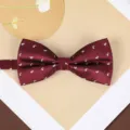 Burgundy paisley bowtie for men, elegant wedding suit accessory with classic knot design. - Wine Red White Paisley Bowtie