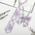Japanese style JK DK plaid necktie and bow tie set, pre-tied, perfect for daily wear. - JK004 Glass Candy