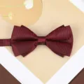 Burgundy striped bow tie for men wedding groom suit formal wear elegant fashion accessory - Wine Red Vertical Stripe Bow Tie