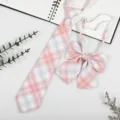 Japanese JK style pink white plaid necktie and bow set, pre-tied student uniform accessory. - JK028 Light Orange Plaid