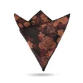 Elegante pañuelo de bolsillo para hombre con un sofisticado patrón floral jacquard marrón y rojo. - Xiangyun Fantasía Pañuelo de Bolsillo