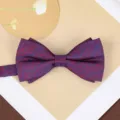 Elegant men's bow tie in navy blue and red striped fabric for wedding formal wear suit. - Romantic Starry Bowtie