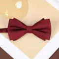 Wine Red Bow Tie Men Suit Shirt Wedding Groom Groomsmen Classic Elegant Stylish Accessory - Deep Wine Red Asymmetric Jacquard Bowtie