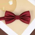 Wine red classic men's bow tie textured formal wedding groom suit necktie accessory. - Grid Jujube Red Bowtie