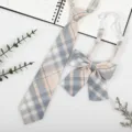 Japanese JK DK school style plaid necktie and bow tie set, pre-tied student uniform accessories. - JK055 Lemon Sea Salt