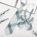 JK style blue plaid tie and bow set, Japanese college uniform neckwear accessories. - Heart to Heart Plaid