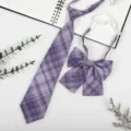 Japanese style purple plaid tie and bow tie set for JK DK uniform daily matching fashion. - Lavender Purple Plaid