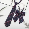 Japanese style school uniform necktie and bow set navy blue striped JK DK matching accessory - Blue Bottom Red White Stripe