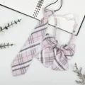 Japanese JK style pink plaid necktie and bow set, pre-tied student uniform accessories. - Light Pink Plaid
