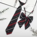 Japanese style JK DK uniform striped pre-tied necktie and bow tie set for daily wear - Dark Blue Double Stripe Little Crown