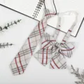 Japanese style JK DK academy plaid tie and bow set pre tied school uniform accessories for students - Champagne Plaid