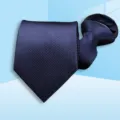 Dark blue business zipper necktie with textured pattern, elegant formal wear accessory for men. - 8cm Navy Small Grid Zipper