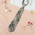 Close-up detail of the Japanese style plaid necktie, showing fabric texture and pattern. - JK007 Goshawk Necktie