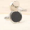 Boutons de manchette ronds classiques pour hommes, boutons de chemise élégants en métal argenté. - Étoile Romantique Ronde