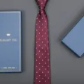 Burgundy polka dot tie with gift box, elegant formal business necktie for men wedding wear. - White Dot Zipper Style (Long Gift Box) / 8cm Wide / Burgundy
