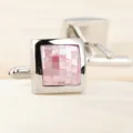 Boutons de manchette carrés nacrés rose de haute qualité, détail élégant chemise homme - Coquillage Rose