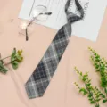 Japanese style JK plaid lazy necktie for students and uniform daily wear accessories. - JK014 Qingye Necktie
