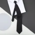 Classic black striped necktie with white shirt collar for men business formal wear. - 8cm Black Dark Stripe Zipper