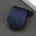 Corbata de cremallera a rayas azul marino clásica para traje formal de negocios y boda. - Estilo de Rayas Anchas / 8cm / Azul