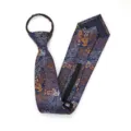 Corbata azul con cremallera y diseño paisley para hombre, corbata prehecha para oficina y boda. - Corbata Preanudada con Cremallera / 8cm / Familia Real
