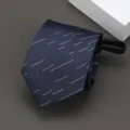 Corbata con cremallera a rayas azul marino, corbata estrecha preanudada para traje formal. - Estilo Geométrico de Meteoro / 8cm / Azul