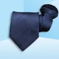 Dark blue striped zipper necktie, stylish pre-tied formal business necktie variant option. - 8cm Navy Blue Double Stripe Zipper