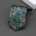 Corbata con cremallera de negocios para hombres y mujeres boda patrón paisley elegante - Estilo Paisley de Porcelana Azul y Blanca / 8cm / Azul Cian
