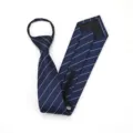 Corbata de rayas azules para hombre con cremallera corbata estrecha elegante de negocios - Corbata Preanudada con Cremallera / 8cm / Raya Azul Diamante