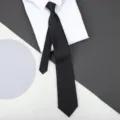 Black zipper necktie with white dress shirt option for formal business wear daily use - 8cm Black Smooth Zipper