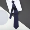 Dark blue zipper tie variant, formal business necktie for men and women, solid color. - 8cm Navy Glossy Zipper