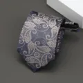 Corbata con cremallera de cachemira azul para hombre mujer, corbata estrecha preanudada. - Estilo Paisley / 8cm / Camel