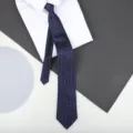 Dark blue polka dot zipper tie for men and women, business formal wear and wedding groom necktie. - 8cm Houndstooth Zipper