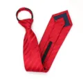 Corbata con cremallera de rayas rojas para hombres y mujeres, ropa formal de negocios. - Corbata Preanudada con Cremallera / 8cm / Modelo A023