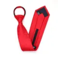 Corbata con cremallera roja para hombre negocios boda preanudada patron jacquard - Corbata Preanudada con Cremallera / 8cm / Modelo D01